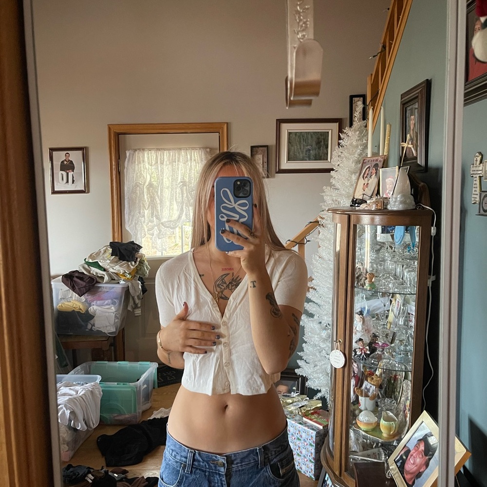 Vintage JACOB White Button-Up Crop Top